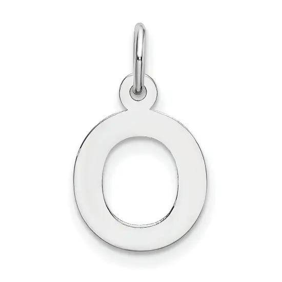 14K White Gold Small Block Intial Letter O Charm Jewerly 18mm x 10mm {1}