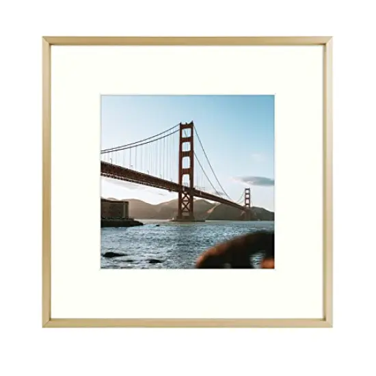 12x12 Aluminum Photo Frame with Ivory Color Mat for 8x8 Picture & Real Glass, Metal Picture Frame Collection (Gold, 1-Pack) {2}