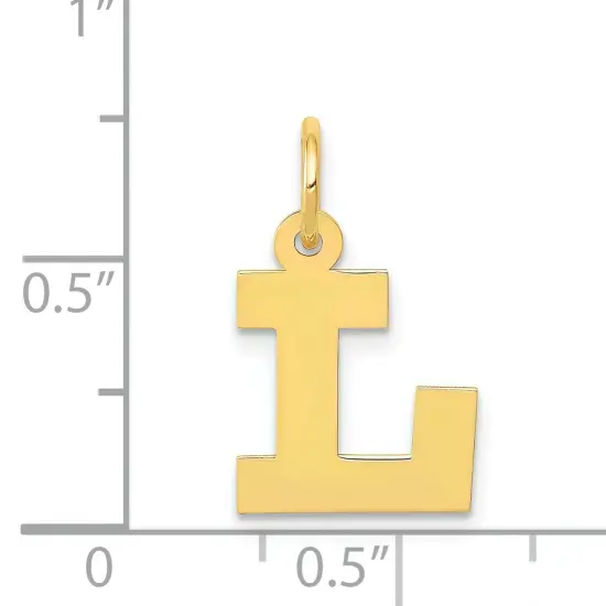 14K Yellow Gold Small Block Intial Letter L Charm Jewerly 18mm x 10mm {5}
