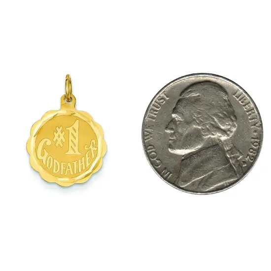 14K Yellow Gold #1 Godfather Charm Pendant Jewelry 19mm x 19mm {2}