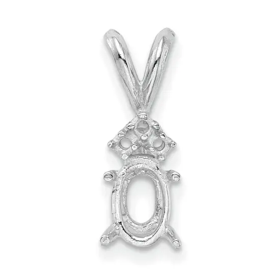 14K White Gold 4 Prong Oval Pendant Setting 6x4mm {2}