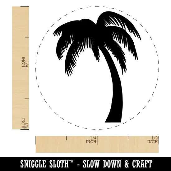 Palm Tree Tropical Solid Self-Inking Rubber Stamp for Stamping Crafting Planners Purple {1}