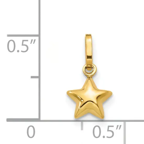 14K Gold Puffed Star Charm Celestial Jewelry 13mm Long X 6mm Wide Approx. {3}