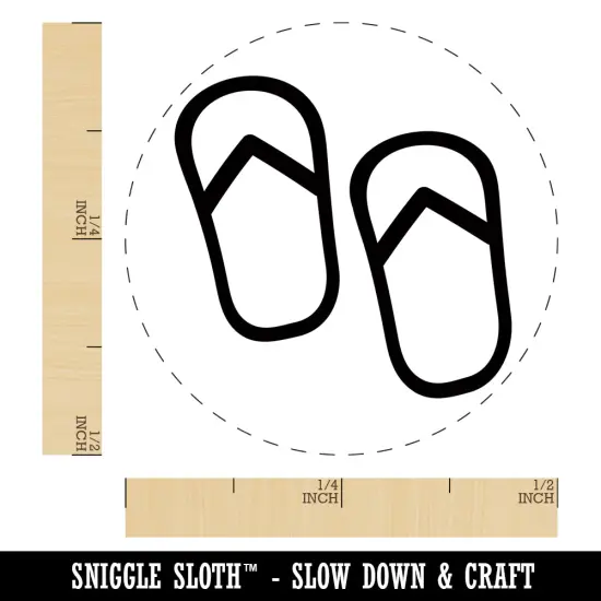 Flip Flops Summer Vacation Self-Inking Rubber Stamp for Stamping Crafting Planners Brown {1}