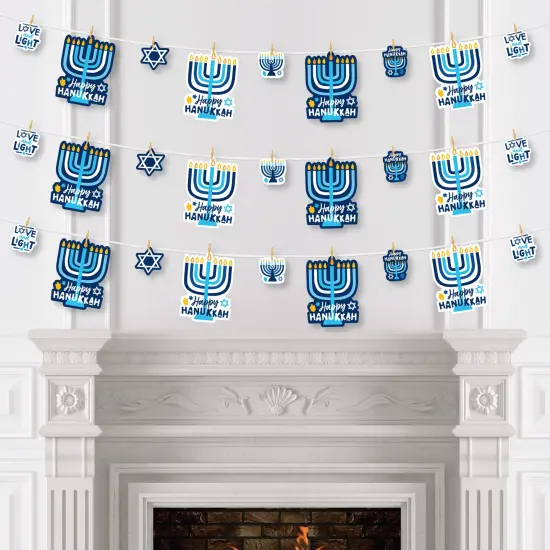 Big Dot of Happiness Hanukkah Menorah - Chanukah Holiday Party DIY Decorations - Clothespin Garland Banner - 44 Pieces {4}