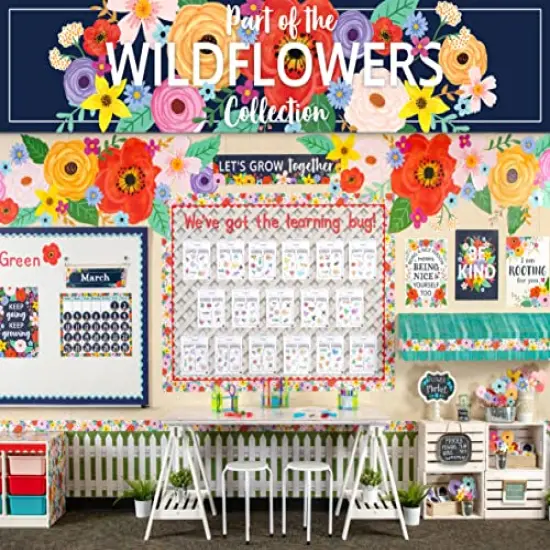 Wildflowers Straight Rolled Border Trim - 50ft - Decorate Bulletin Boards, Walls, Desks, Windows, Doors, Lockers, Schools, Classrooms, Homeschool & Offices {3}
