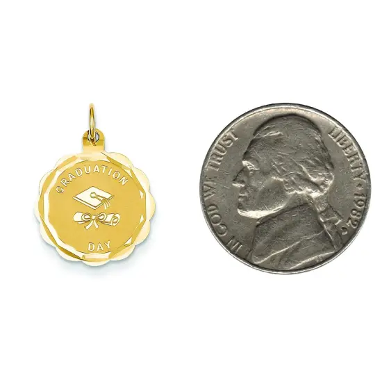 14K Yellow Gold Graduation Day Cap Diploma Charm Jewerly 22mm x 16mm {2}