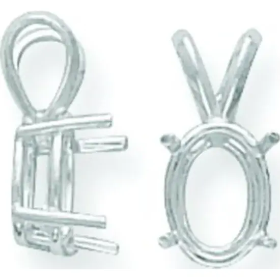 14K White Gold 4 Prong Oval Pendant Setting 3mm WG981-1 {1}