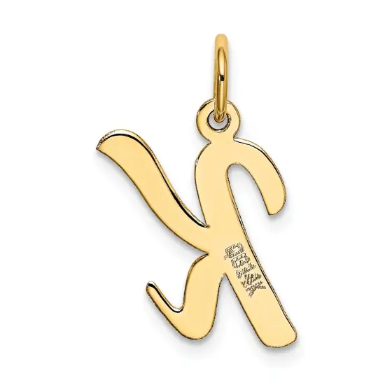 14K Yellow Gold Medium Script Initial Letter K Charm Jewerly 19mm x 10mm {4}