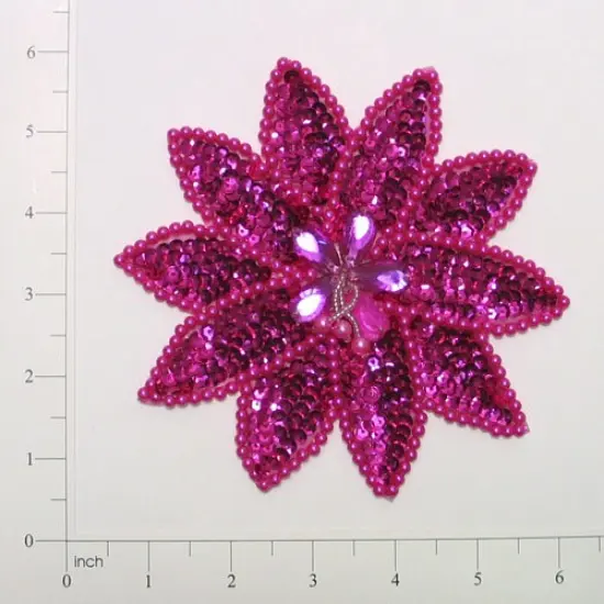 Poinsettia Sequin Applique/Patch Crystal AB {2}
