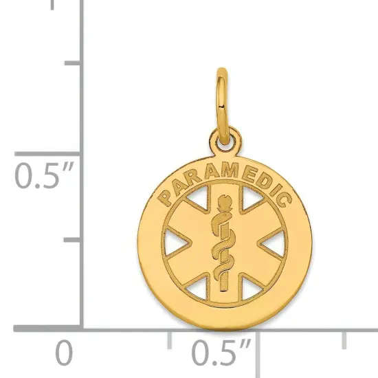 14K Gold Small High Polish Paramedic Medical Pendant Jewerly 20.4mm x 13.3mm {5}