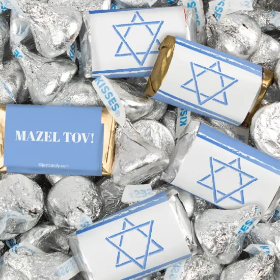 116 Pcs Bar Mitzvah Candy Party Favors Hershey's Miniatures & Kisses - Mazel Tov {1}