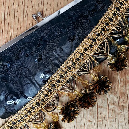 Zoe Ball & Bead Tassel Fringe Black/White {4}