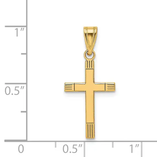 14K Yellow Gold Cross Pendant Charm Religious Jewerly 25mm x 12mm {5}