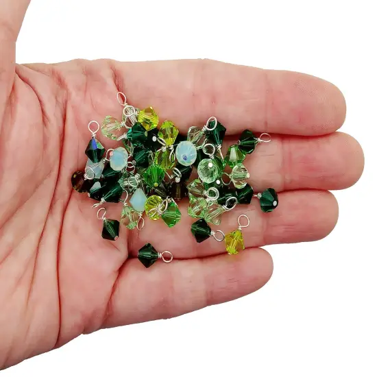 Green Bicone Dangles, 25 Crystal 6mm Bead Charms, Adorabilities {2}