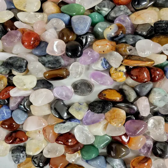 Mixed Tumbled Crystal Stones Bulk -Pendant Size 1/2" to 1" {4}