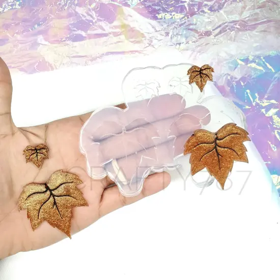 Maple Leaf Dangle & Stud Earring Mold (D3) {1}