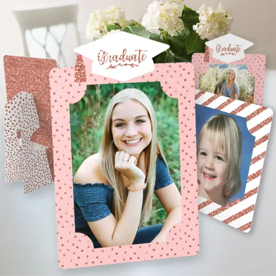 Big Dot of Happiness Rose Gold Grad - Graduation Party 4x6 Picture Display - Paper Photo Frames - Set of 12 {1}