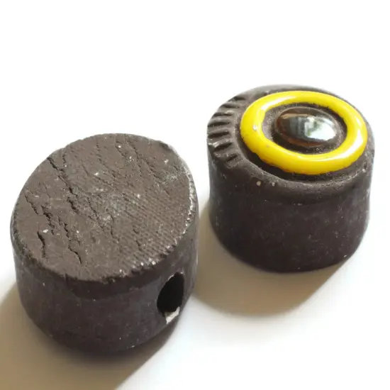 2 40mm Brown Ceramic Macrame Eye Beads {6}