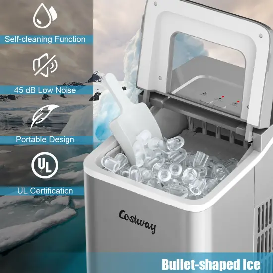 Costway Portable Ice Maker Machine Countertop 26Lbs/24H Self-cleaning w/ Scoop {11}