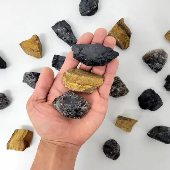 Grounding Crystals Set - Tourmaline, Smoky Quartz, Tiger's Eye {1}