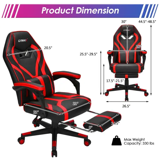 Costway Massage Gaming Chair Racing Recliner Computer Desk Chair w/Footrest {4}