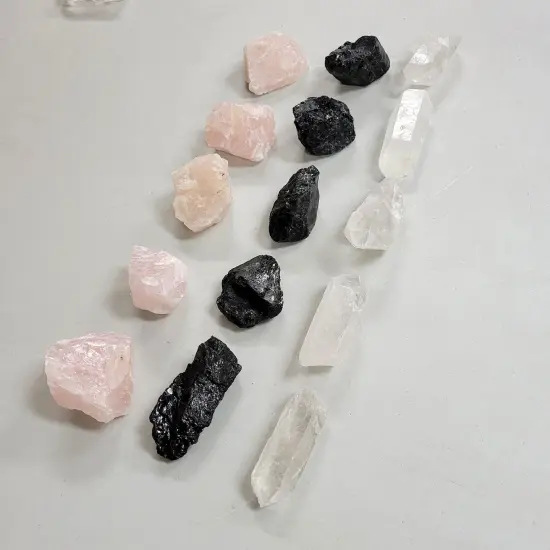 Love & Protection Bundle, Black Tourmaline, Rose Quartz, Quartz Crystal Point {2}