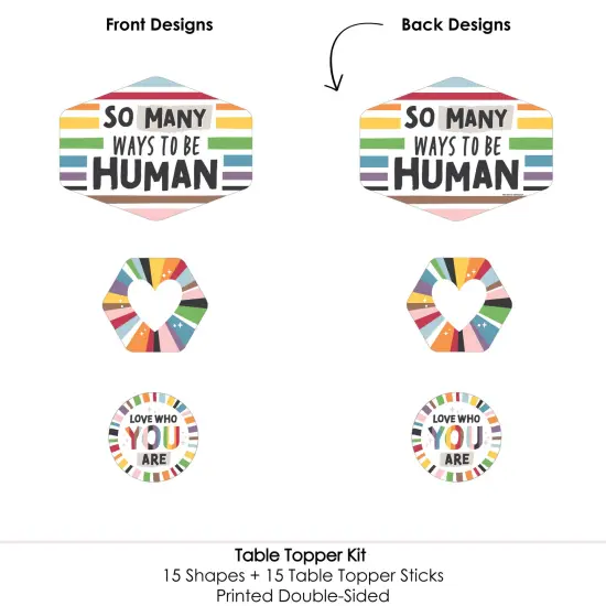 Big Dot of Happiness So Many Ways to Be Human - Pride Party Centerpiece Sticks - Table Toppers - Set of 15 {6}