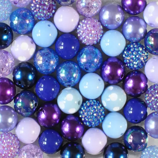20mm Midnight Blue acrylic bubblegum bead mix {1}