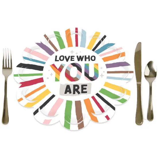 Big Dot of Happiness So Many Ways to Be Human - Pride Party Round Table Decorations - Paper Chargers - Place Setting For 12 {1}