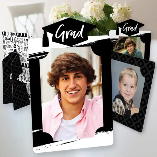 Big Dot of Happiness Black and White Graduation Party Centerpieces - 4x6 Picture Display - Paper Photo Frames - Set of 12 {1}