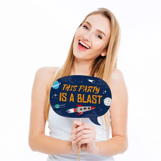 Big Dot of Happiness Blast Off to Outer Space - Rocket Ship Baby Shower or Birthday Party Photo Booth Props Kit - 20 Count {4}