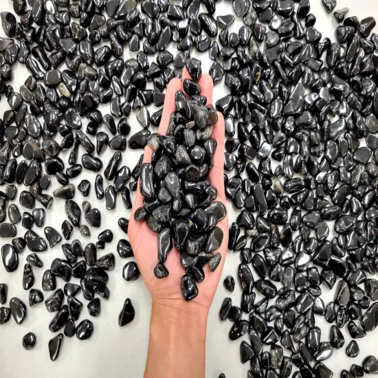 Small Tumbled Black Onyx Crystals - 1/4 inch to 1 inch - Bulk Tumbled Stones {1}