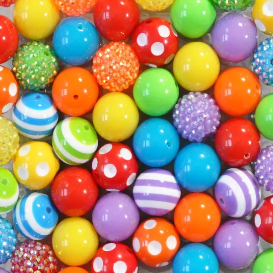 20mm Rainbow Bright acrylic bubblegum bead mix {1}