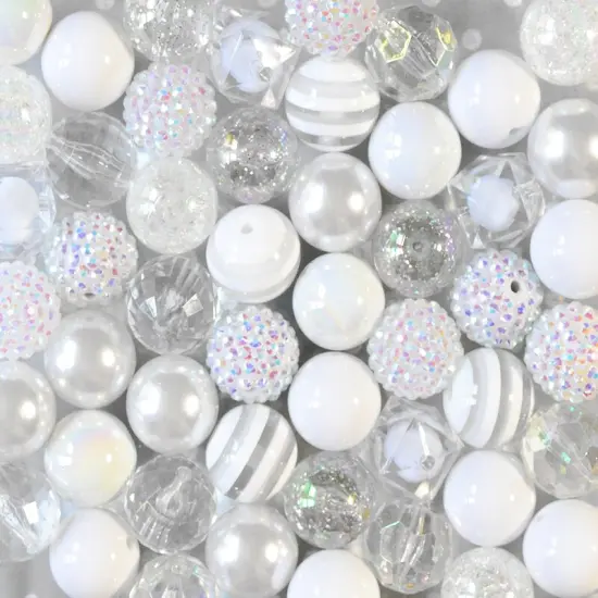 20mm White Icicle acrylic bubblegum bead mix {1}
