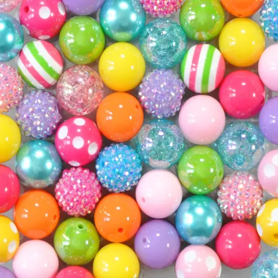 20mm Rainbow Pop acrylic bubblegum bead mix {1}