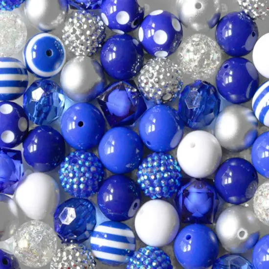 20mm Royal and White acrylic bubblegum bead mix {1}
