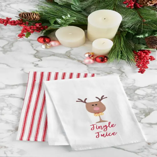 Jingle Juice Embroidered Cotton Flour Sack Kitchen Towel {3}