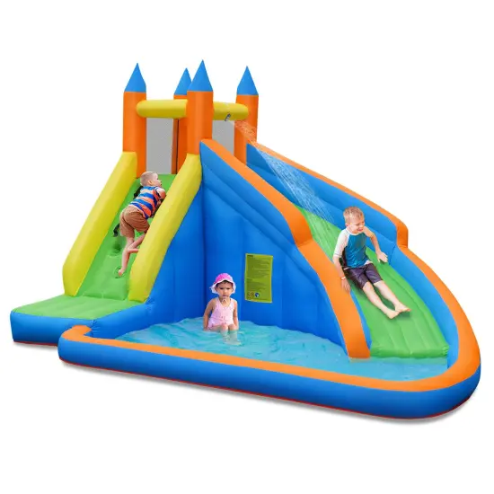 Costway Inflatable Water Slide Mighty Bounce House Castle Moonwalk Splash Pool without Blower {2}