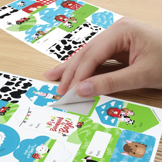 Big Dot of Happiness Farm Animals - Assorted Barnyard Baby Shower or Birthday Party Gift Tag Labels - To and From Stickers - 12 Sheets - 120 Stickers {6}