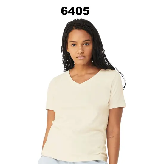 BELLA + CANVAS&reg; Women Relaxed Jersey V Neck Short Sleeve T-Shirt Military green {4}