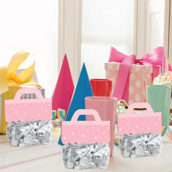 Big Dot of Happiness Pink Confetti Stars - DIY Simple Party Clear Goodie Favor Bag Labels - Candy Bags with Toppers - Set of 24 {7}