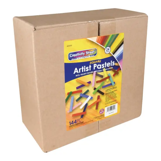 Square Artist Pastels, 24 Assorted Colors, 6 Each, 2-3/8" x 3/8" x 3/8", 144 Pieces {4}