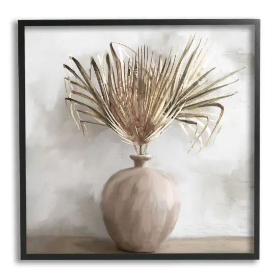 Stupell Industries Fan Plant in Vase Framed Giclee Art White Frame {7}