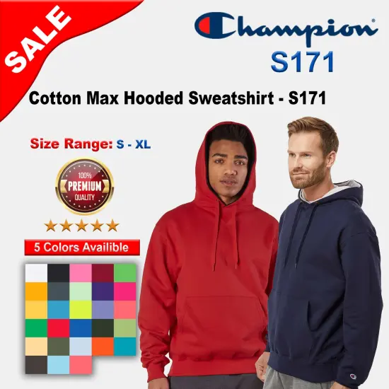 Champion&reg; Cotton Max Hooded Sweatshirt Black {2}