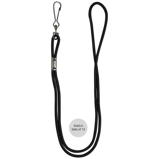 Lanyards, Black, Pack of 12 Per Pack, 3 Packs {2}