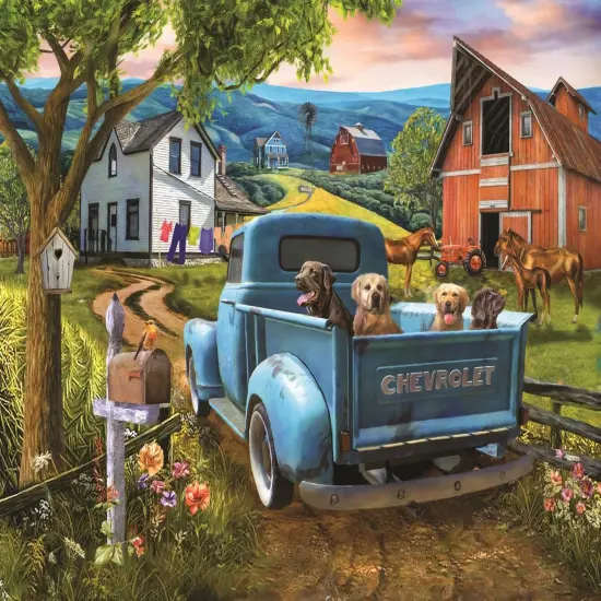 Sunsout A Joy Ride to the Farm 300 pc Jigsaw Puzzle 29820 {1}