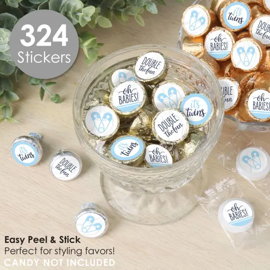 Big Dot of Happiness It's Twin Boys - Blue Twins Baby Shower Small Round Candy Stickers - Party Favor Labels - 324 Count {3}