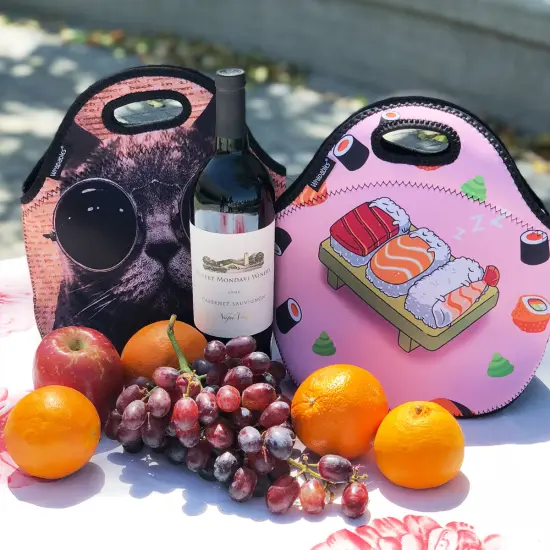 Wrapables Insulated Neoprene Lunch Bag Crazy Cat {6}