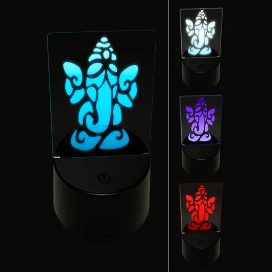Ganesha Elephant Hindu Deity God Meditating 3D Illusion LED Night Light Sign Nightstand Desk Lamp {1}
